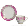 180cc Coffee Cup and Saucer Set in Printing Gift Box, with Gold Line
